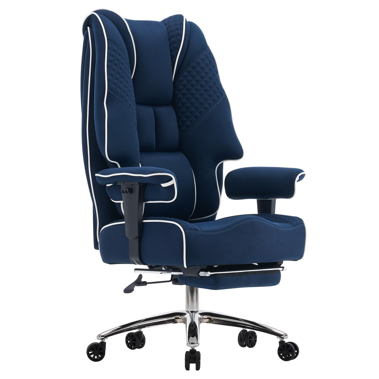 EXCEBET Big and Tall Office Chair 400lbs Wide Seat, Leather High Back Executive Office Chair with Lumbar Support, Ergonomic Chairs Padded Armrests & Thick Cushion (Mesh Beige)