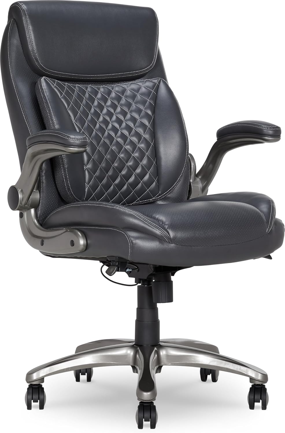 Amazon Basics Ergonomic Executive Office Desk Chair with Lumbar Support, Flip-up Armrests, Adjustable Height, Cream Leather