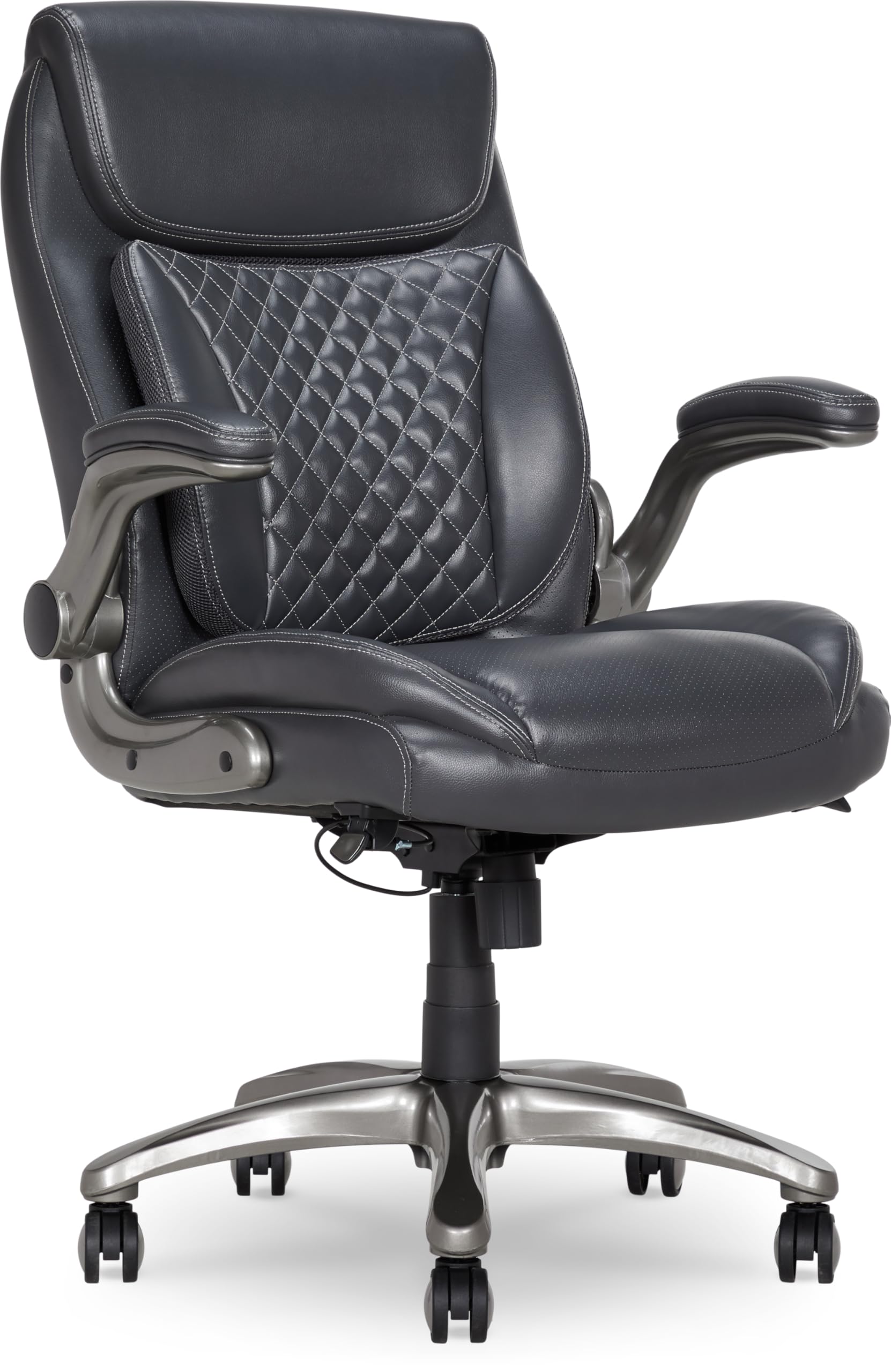 Amazon Basics Ergonomic Executive Office Desk Chair with Lumbar Support, Flip-up Armrests, Adjustable Height, Cream Leather