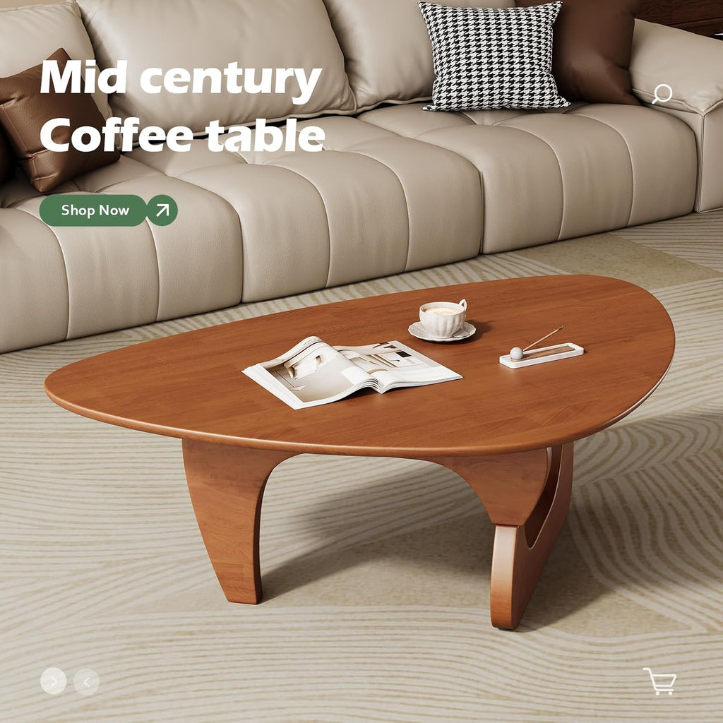 Mid Century Modern Coffee Table - Walnut Wooden Coffee Table for Living Room,Center Table Suitable for Bedroom Living Room Reception Office Tables (Walnut, Small 34.5 * 23.5 * 16in)
