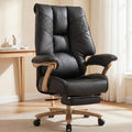 Brown High Back PU Leather Big & Tall 400lbs Office Chair with Footrest, Lumbar Support & Padded Armrests
