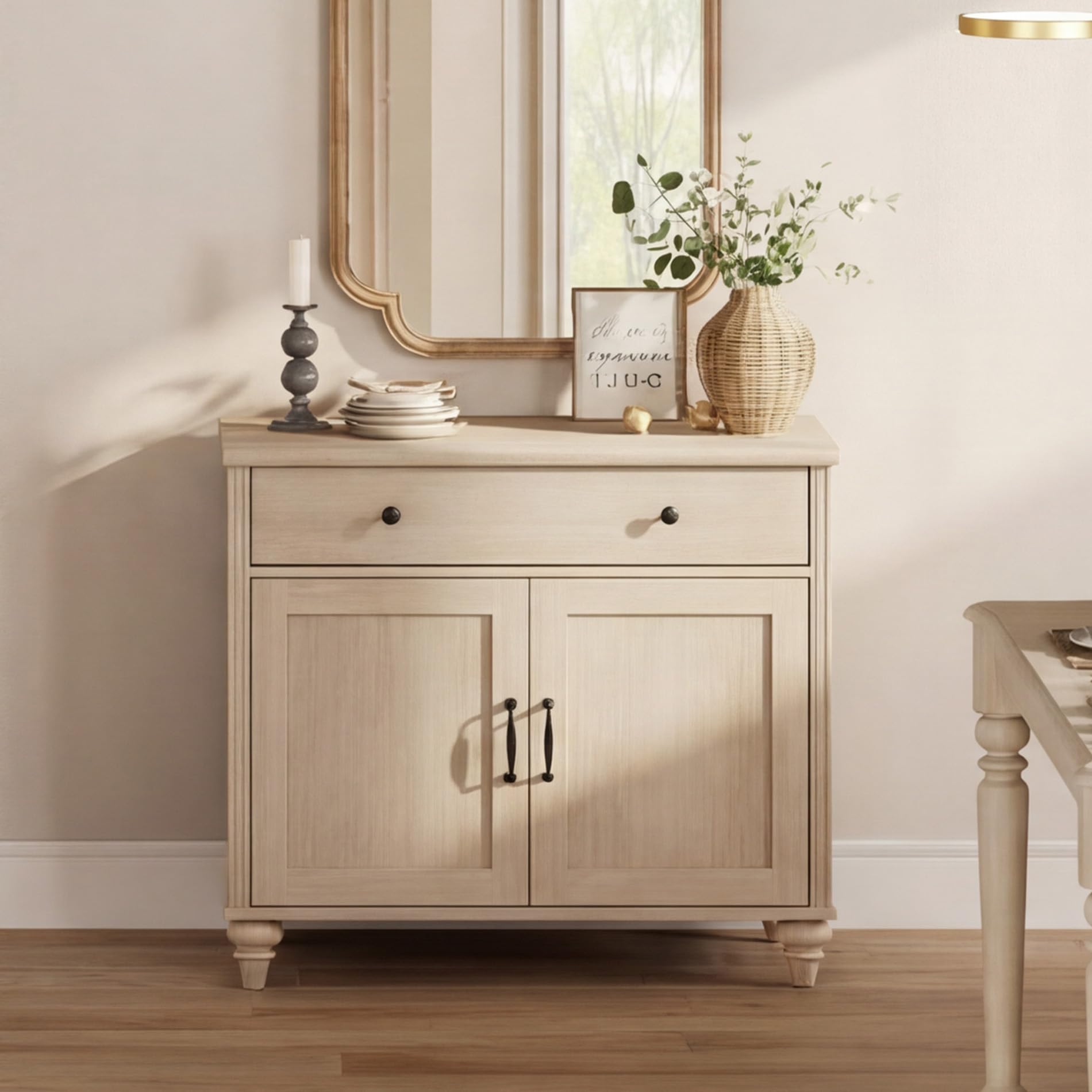 WAMAPT Buffet Cabinet with 4 Doors and 2 Drawers, Large Coffee Bar Table Wood Kitchen Storage Cabinets with Storage Cabinets, Modern Farmhouse Sideboard Credenza for Dining Room, Oak, 68 inch