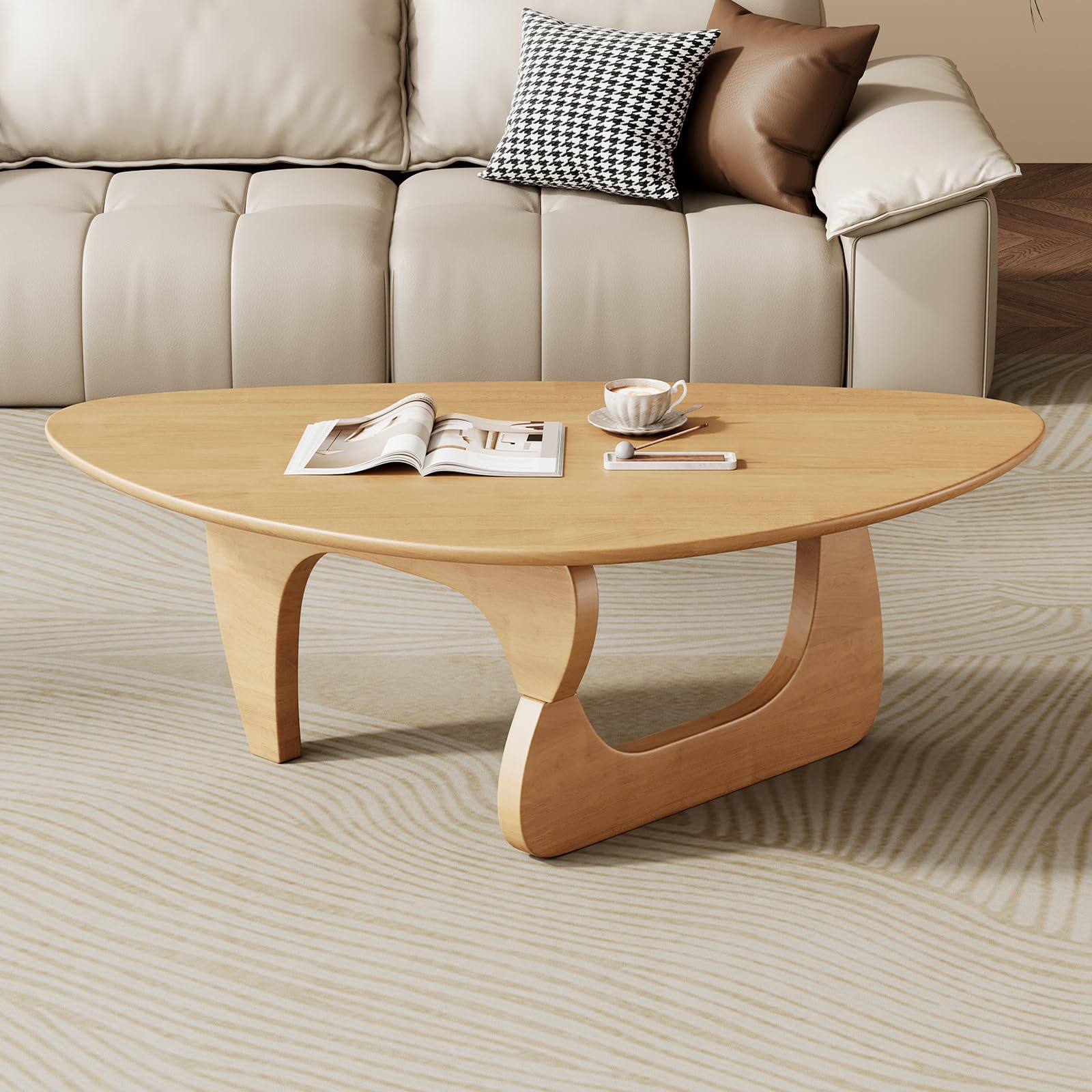 Mid Century Modern Coffee Table - Walnut Wooden Coffee Table for Living Room,Center Table Suitable for Bedroom Living Room Reception Office Tables (Walnut, Small 34.5 * 23.5 * 16in)