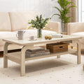 Giantex Mid Century Modern Coffee Table, 47" 2-Tier Center Table with Storage Shelf, Rectangular Vintage Cocktail Table w/Curved Legs & Large Tabletop, Wood Living Room Tables for Apartment, Walnut