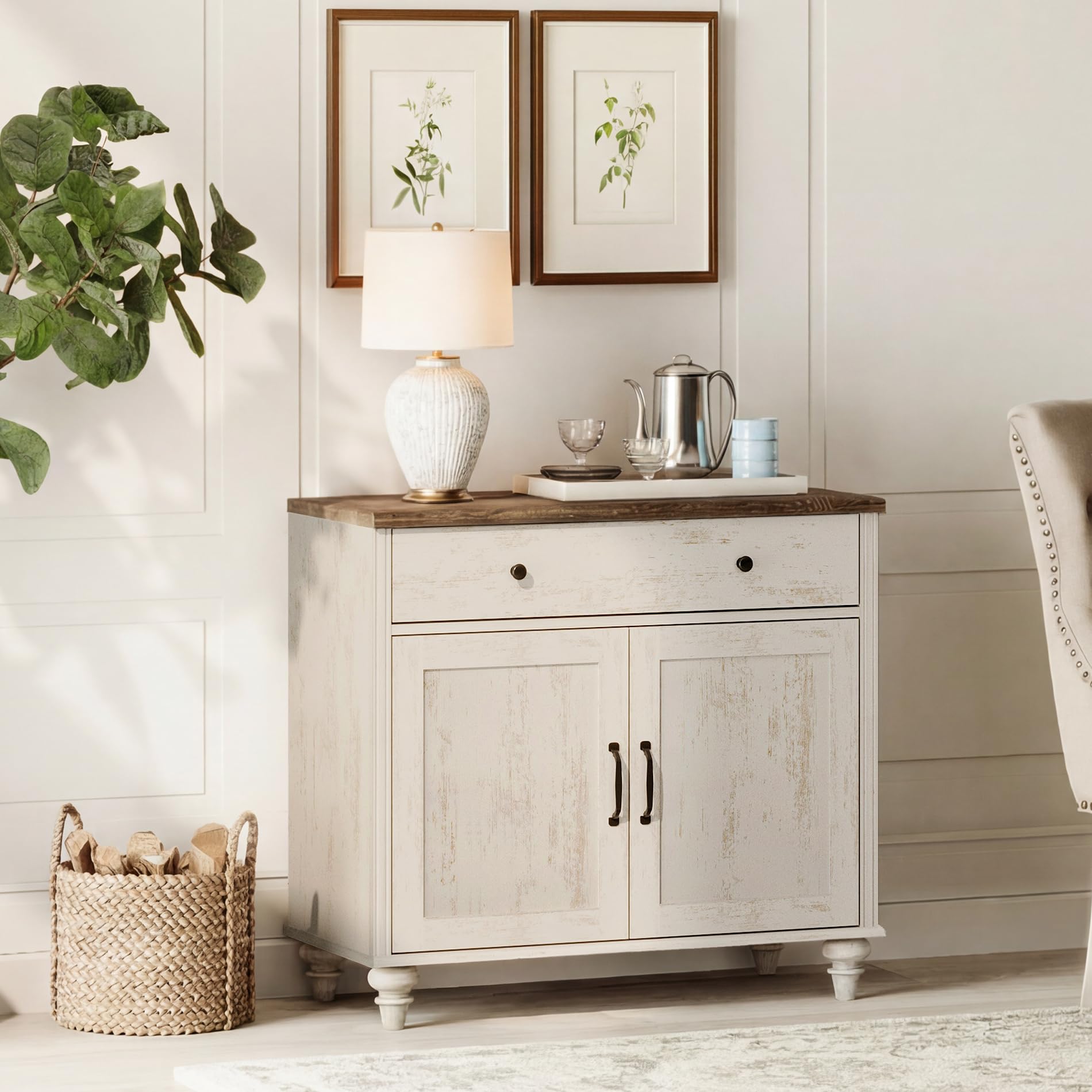 WAMAPT Buffet Cabinet with 4 Doors and 2 Drawers, Large Coffee Bar Table Wood Kitchen Storage Cabinets with Storage Cabinets, Modern Farmhouse Sideboard Credenza for Dining Room, Oak, 68 inch