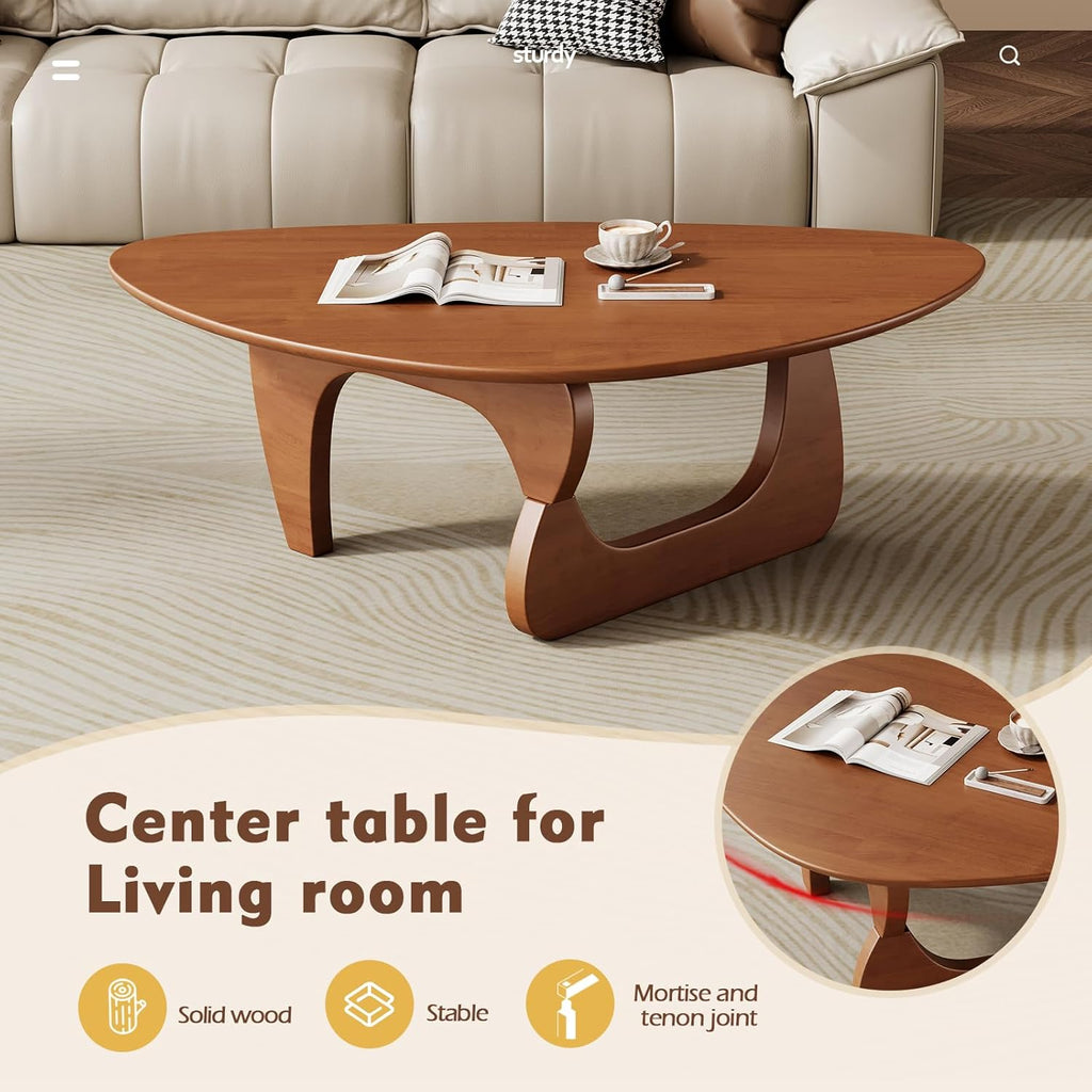 Mid Century Modern Coffee Table - Walnut Wooden Coffee Table for Living Room,Center Table Suitable for Bedroom Living Room Reception Office Tables (Walnut, Small 34.5 * 23.5 * 16in)