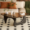 Coffee Table for Living Room Mid Century Modern Center Table with Glass Top and Wood, 32 Inch, Brown/Walnut