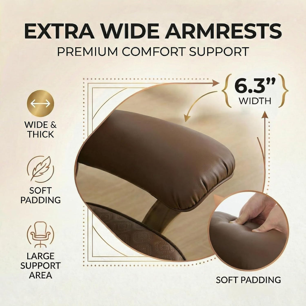Brown High Back PU Leather Big & Tall 400lbs Office Chair with Footrest, Lumbar Support & Padded Armrests