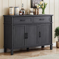 48" Off White Farmhouse Sideboard Buffet Cabinet with 2 Drawers, 3 Doors & Adjustable Shelves, Wood Storage Coffee Bar for Kitchen Living Room