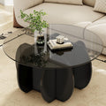 Coffee Table for Living Room Mid Century Modern Center Table with Glass Top and Wood, 36 Inch, Brown/Walnut