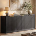 Evermagin 67" Fluted Walnut Buffet Cabinet Sideboard with Storage, Large Credenza with 6 Doors, Wood Mid Century Modern Sideboard for Kitchen and Living Room (67" W*31.5" H*15.7" D)