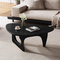 Wood Coffee Table, Mid Century Modern Triangle Coffee Table for Living Room, Rustic Solid Wood Legs and Tabletop, Farmhouse Walnut Accent Center Table for Small Spaces