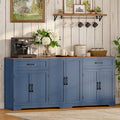 Whalefall 71" Farmhouse Sideboard Buffet Cabinet with Storage, Large Coffee Bar with 2 Drawers & 6 Doors, Kitchen Storage Credenza with Adjustable Shelves for Dining Room, White
