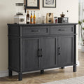48" Brown Farmhouse Wood Sideboard Buffet Credenza with 4 Drawers & Adjustable Shelves, Coffee Bar Storage Cabinet for Kitchen Living Room Entryway