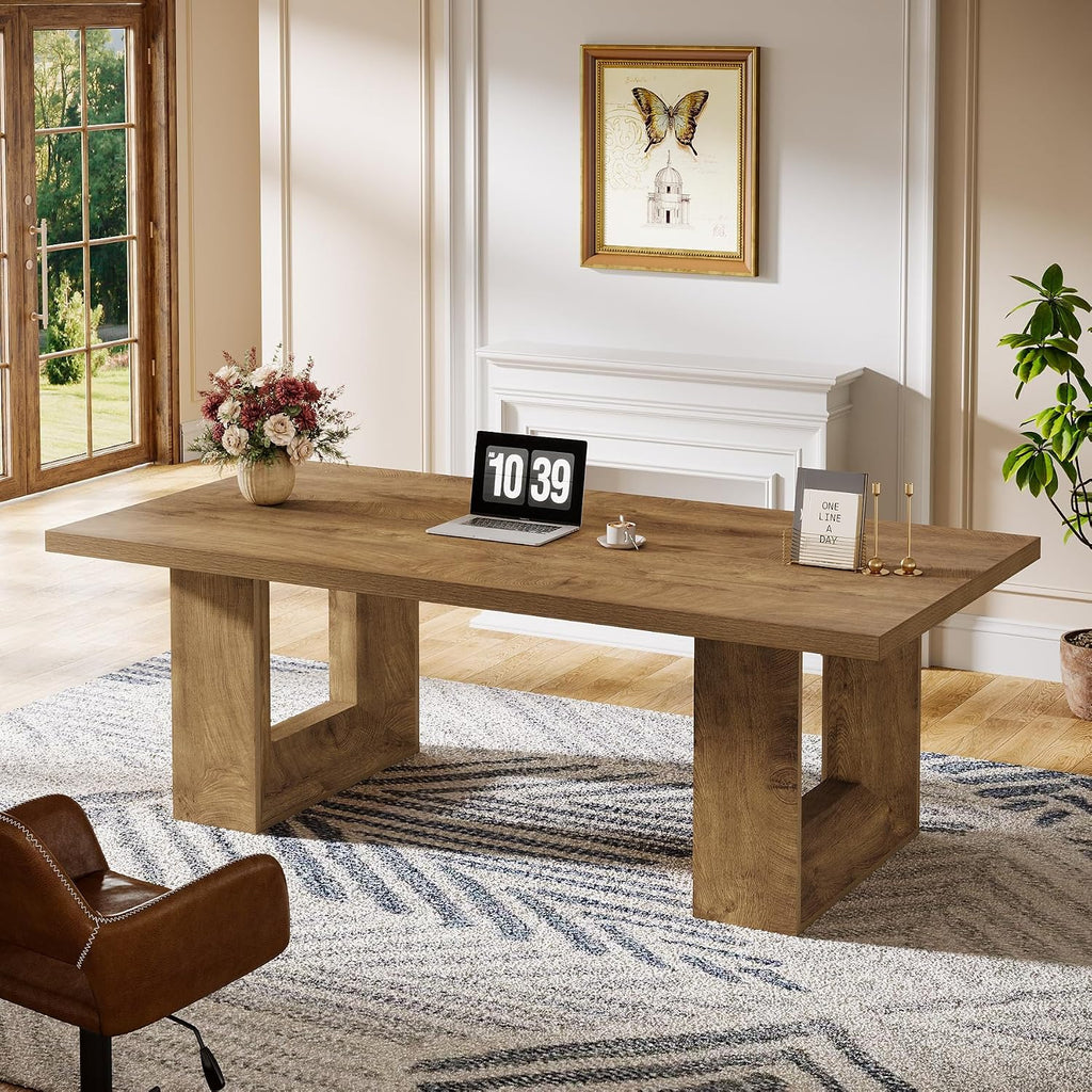 Tribesigns Home Office Desk, 62.99" Large Farmhouse Executive Desk, Computer Table for Office, Conference Room, Study Room (Walnut)