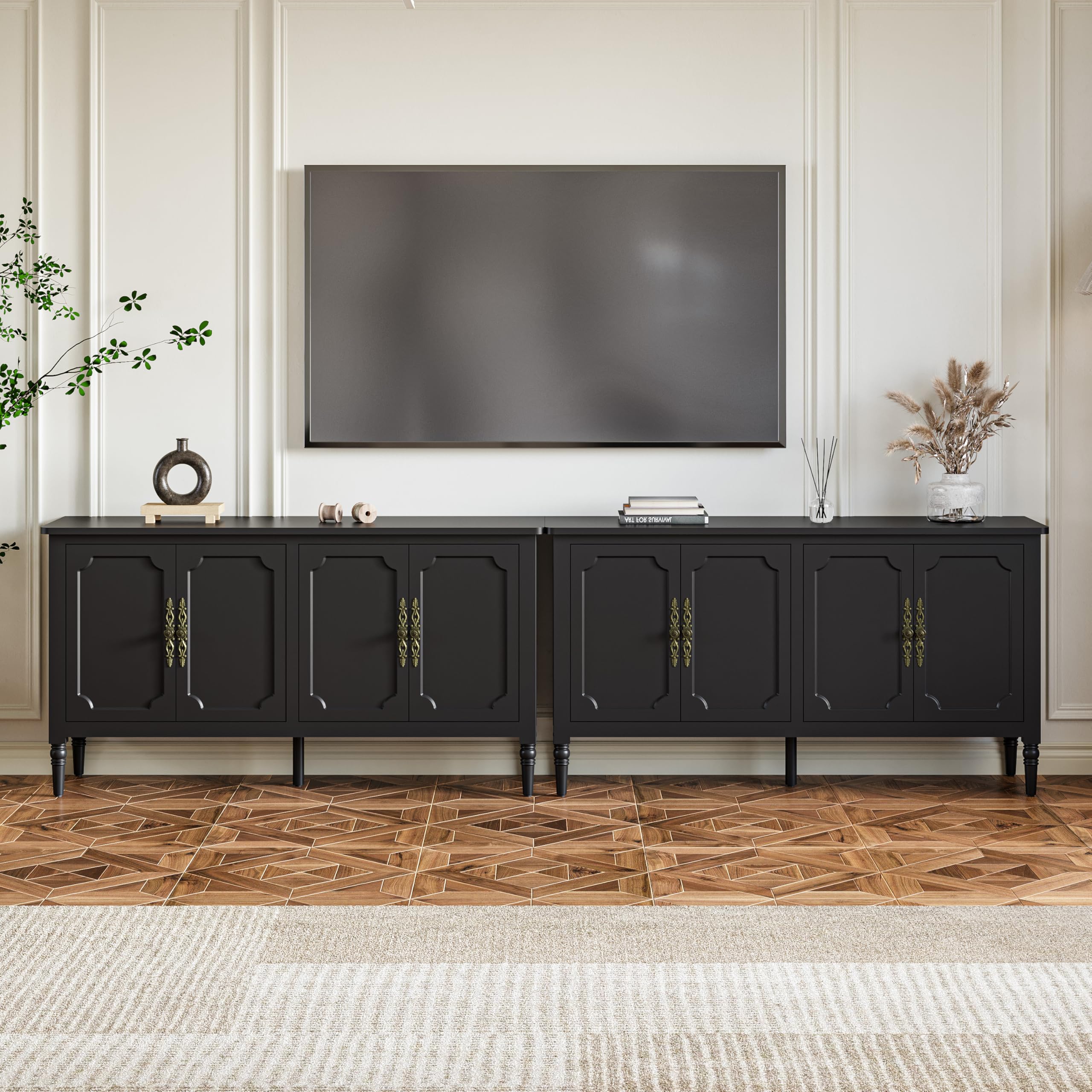 RoyalCraft Buffet Cabinet with Storage, 59" Vintage Sideboard with Adjustable Shelves, Mid Century Modern Painted Credenza Coffee Bar for Kitchen, Dining Room, Entryway, Living Room, Forest Green